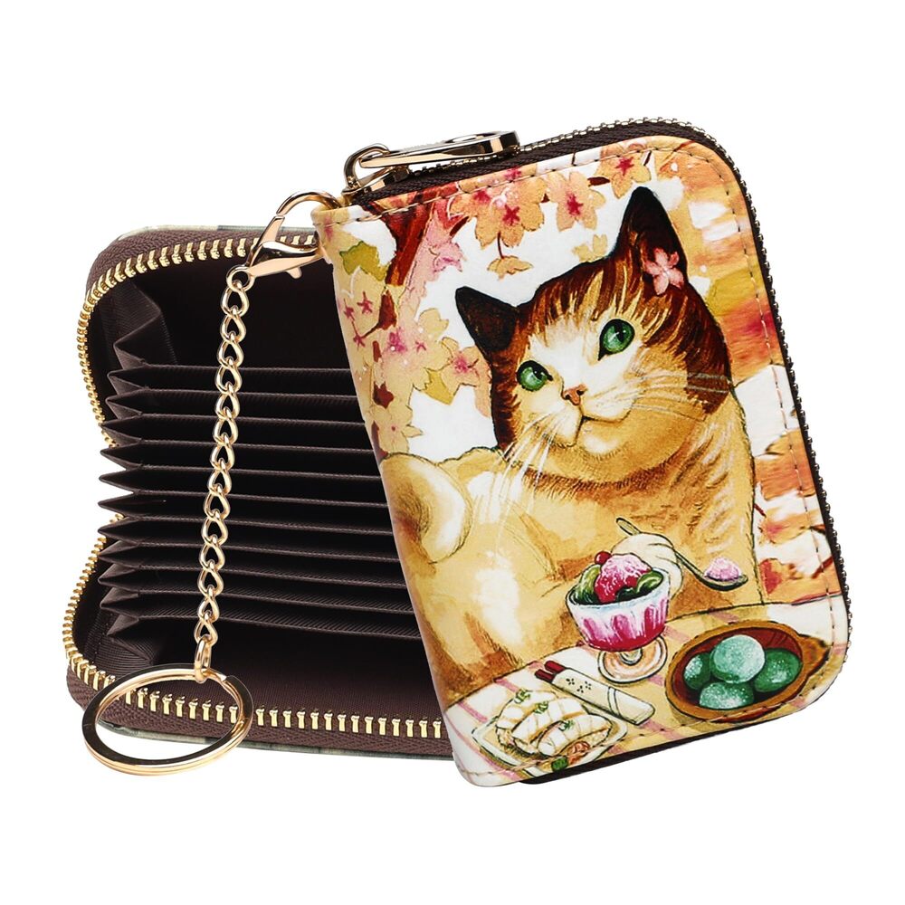 5469 RFID Credit Card Holder Wallets Leather Zipper Card Case Keychain